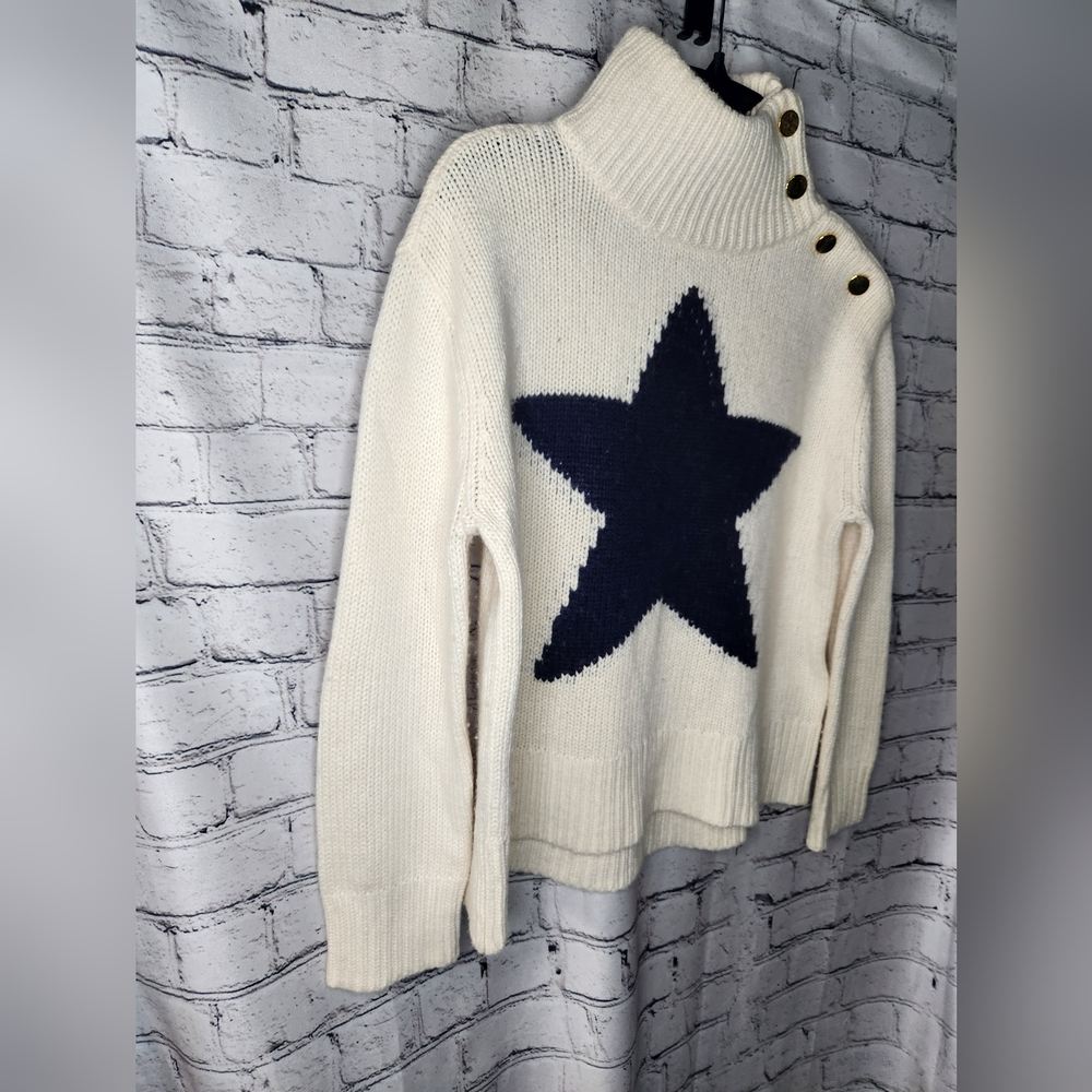 Kate Spade Cream‎ Intarsia Star Mock Neck Sweater Size XS - Picture 6 of 9